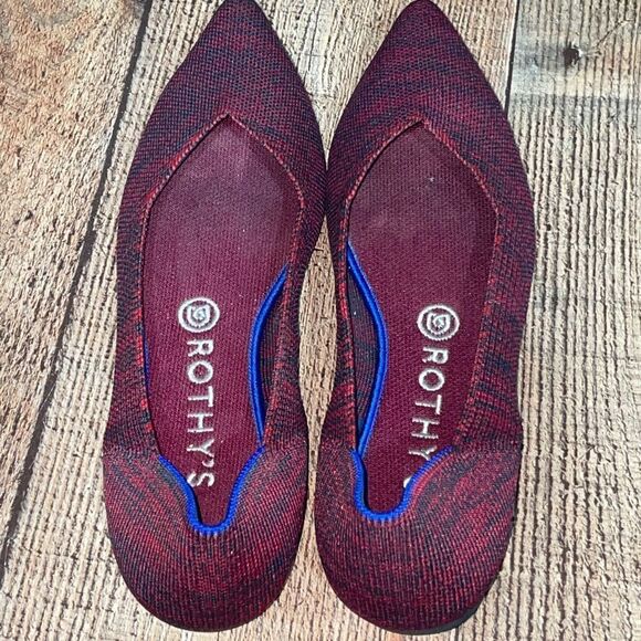 Rothys W8 crimson heather red gray slip on pointed toe ballet flats - Picture 6 of 13